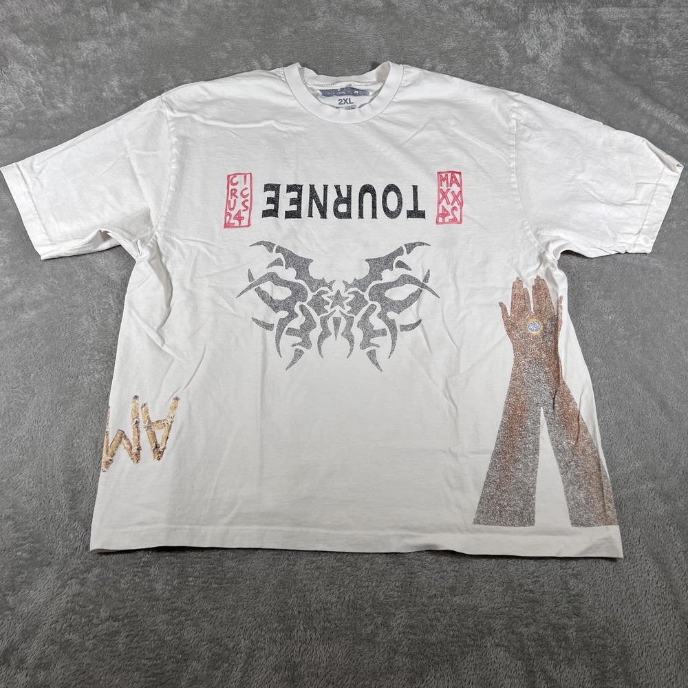 Travis Scott Tournee Circus Maxxx24 Amsterdam Shirt Mens 2XL White Tour Concert